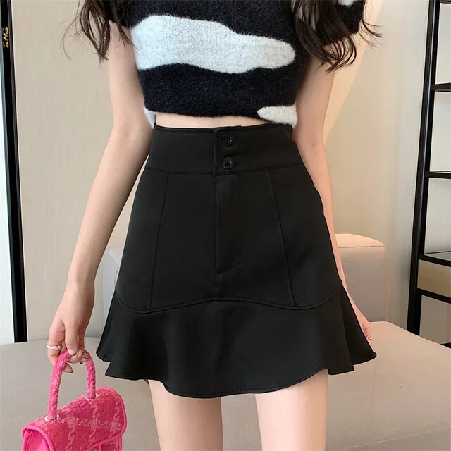 2025 summer large size fat mm ruffled skirt women's high waist anti-exposure fish tail short skirt A-line hip skirt trendy