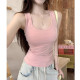 Pure pink suspender for women in summer niche wear sports I-shaped vest slim white beautiful back short top
