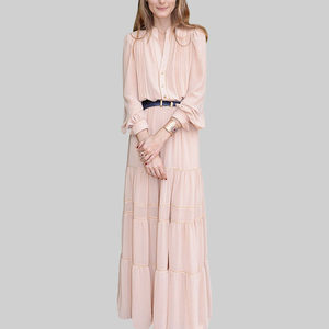 
Retro French high-end pink fairy dress 2026 spring new high-end temperament long dress cake dress