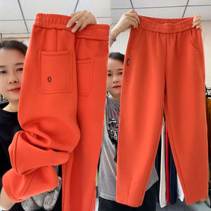 
Spring new style velvet nine-point harem pants for women, versatile casual pants, pure cotton sports pants, slimming carrot pants