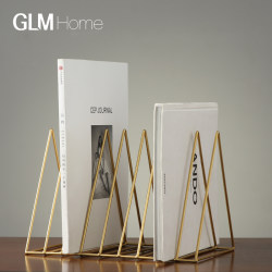 Nordic Minimalist Iron Art Triangular Bookshelf Magazine Rack Living Room Study Desktop Storage Decorative Shelf Bookend