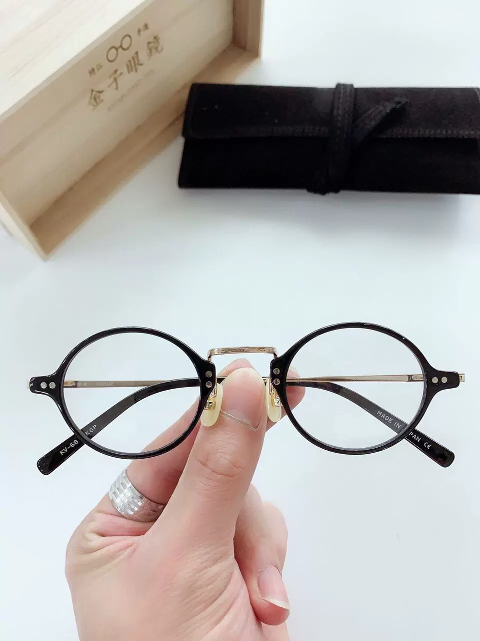 金子眼镜vintage日本复古圆框kv68纯钛配板材手工超轻近视眼镜框-Taobao