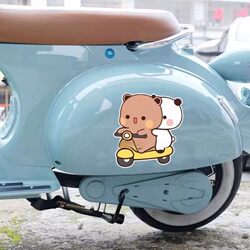 Cute Little Bear Riding a Bike Car Sticker for Electric Vehicles and Cars, Personalized Creative Car Body Decoration Scratch Cover Sticker