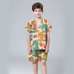 
Children's sweat steaming clothes 100% pure cotton baby bath clothes 2024 new style boys, girls and children bathing sauna clothes home clothes