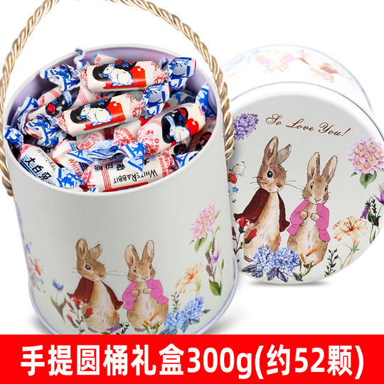 ★貯金箱 かわいい ウサギ プレゼント キャンディラビット ホワイト ビッグホワイトラビットミルクキャンディギフトボックス 500g - 混合