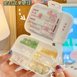 Cute Portable Medicine Dispensing and Storage Box, Three Meals a Day Portable Medicine Box, Sealed Moisture-Proof Pill Box, Large Capacity