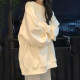 Solid color hoodless sweatshirt for women spring and autumn oversize thin coat Korean style trendy loose lazy versatile top