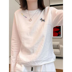 White Pure Cotton Long-Sleeve T-Shirt for Women, 2025 New Winter Fleece-Lined Inner Layer Base Shirt, Early Autumn Chic Outfit Top