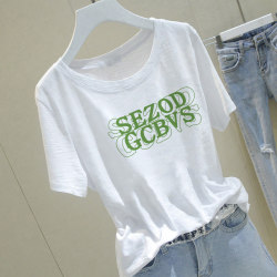 Summer 2026 New White Printed Pure Cotton Short-Sleeved T-Shirt for Women, Loose Korean Style Trendy Oversize Top