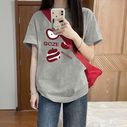 Gray Pure Cotton Short-Sleeved T-Shirt for Women, 2026 New Popular Summer Style, Loose and Lazy Style, Unique and Super Nice Top