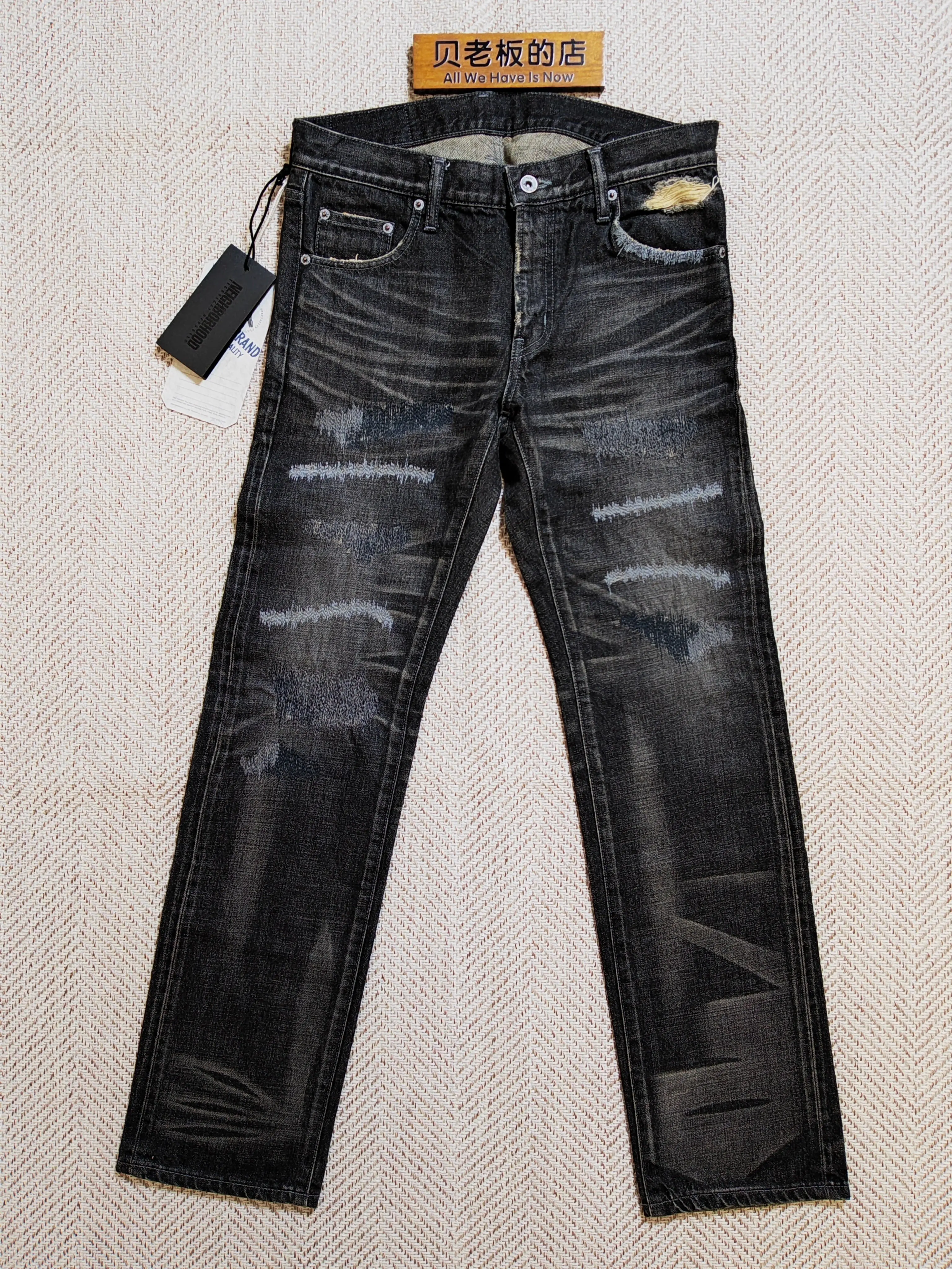 稀少收藏NEIGHBORHOOD 07 SCAB SAVAGE DENIM 黑色牛仔裤NARROW S-Taobao