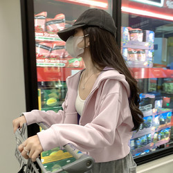 Cardigan Hooded Sweatshirt for Women 2026 New Early Autumn Petite Pink Popular Top Short Spring and Autumn Jacket