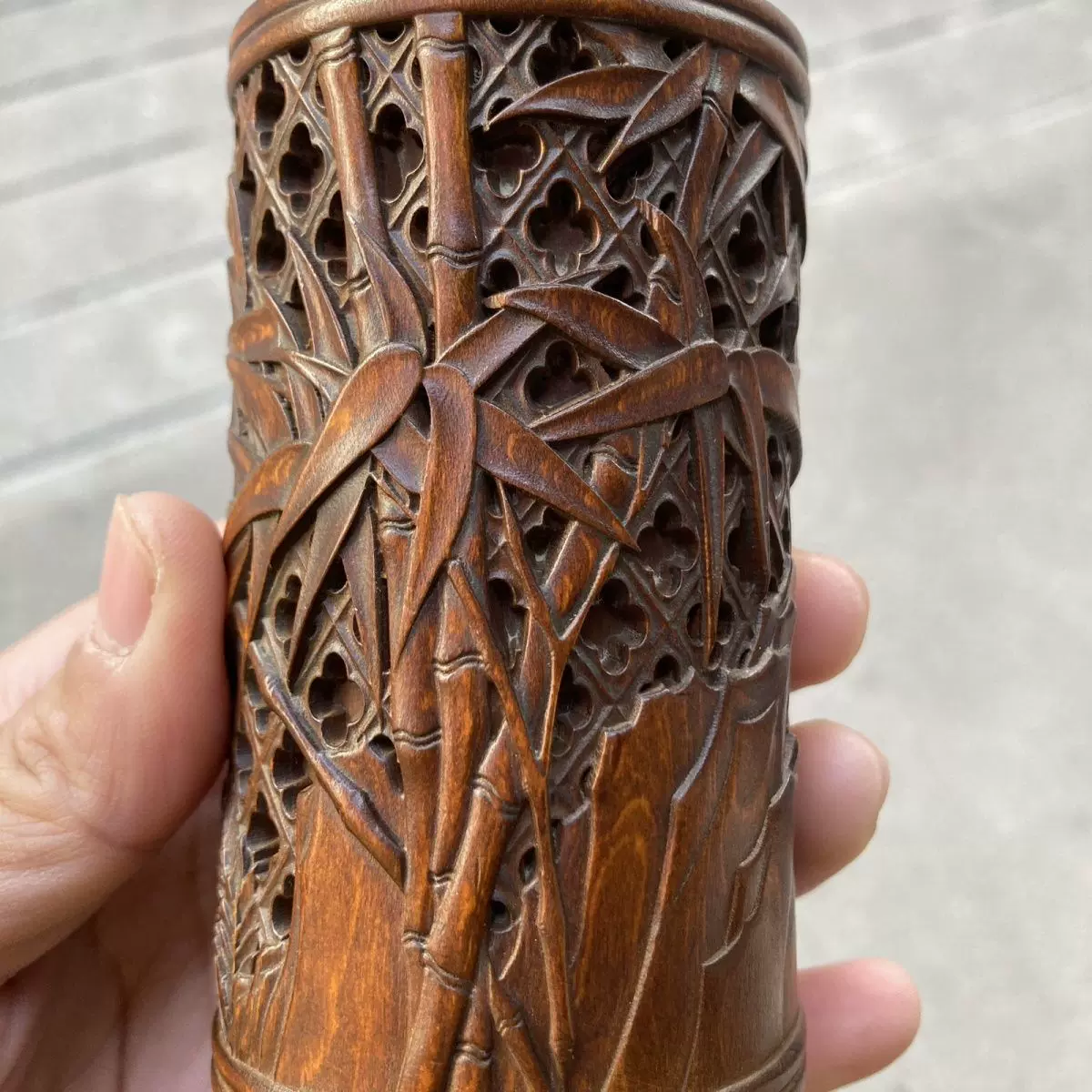 旧藏 小葉黄楊木 精細彫刻 筆洗 文房具 古玩杂项旧藏小叶黄杨木太白醉酒笔筒摆件文房用品