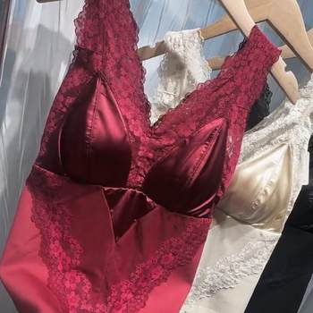 Lace satin 82442 new autumn warm vest