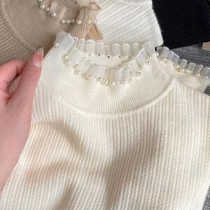 
Lace bottoming shirt for women, spring and autumn 2026 new fashion sweater, women's turtleneck top, small fragrant style knitted sweater