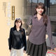 Hot top large size mm fat trendy spring suit POLO collar women's loose belly cover fat girl stretch knit shirt
