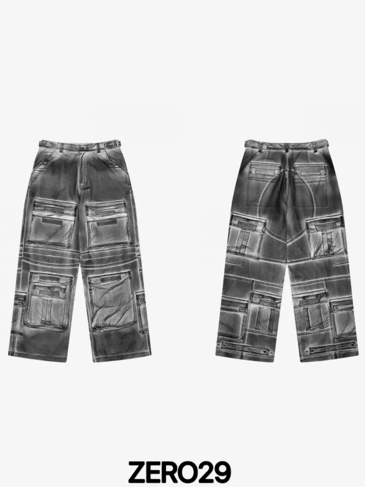 Grailz 23ss Project G/R 做旧泥染二合一机能工装裤宽松版型-Taobao 