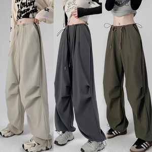 
Retro Style Overalls Women's Summer Women's 2026 New Retro Straight Wide Leg Sweatpants High Waist Casual Sports Pants