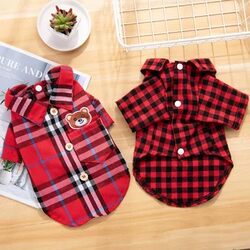 Pet Plaid Shirt Dog Clothes Bichon Schnauzer Cat Small Puppy Teddy Pomeranian Spring and Autumn Outfit
