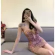 Béo mm 300 pound gợi cảm hot girl in hình rắn váy treo mùa hè dành cho nữ cỡ lớn giảm béo khoe ngực váy ngắn che mông 