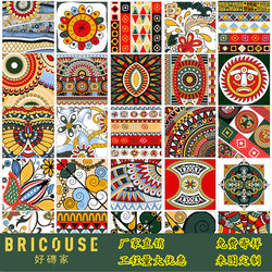 Tangka Antique-Style Restaurant Background Wall Small Tiles, Vintage Mixed Color Tiles, Non-Slip Wall and Floor Tiles 300