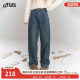 Fairy pocket high waist dark blue straight jeans for women 2025 spring new loose versatile wide-leg pants