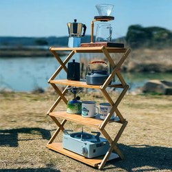 Outdoor Storage Rack, Camping Storage Rack, Foldable Camp Multi-Layer Stand, Table, Small Shelf, Picnic Essential Supplies and Equipment
