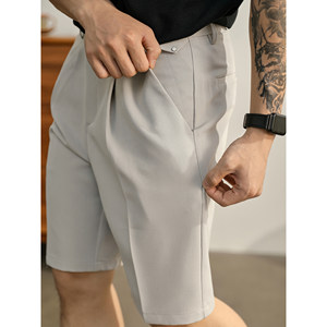 
LUUD men's light luxury straight-leg trousers summer three-dimensional casual shorts daily versatile anti-wrinkle medium pants