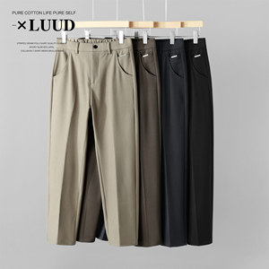 
LUUD Korean style woolen casual trousers for men, retro three-dimensional tailoring, tapered trousers, fitted small straight trousers