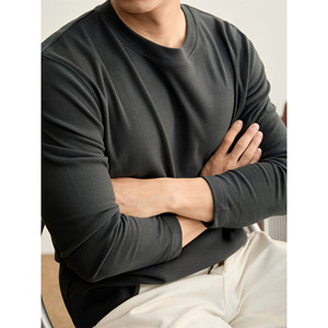 
LUUD high-quality double-sided brushed German velvet round neck inner T-shirt long-sleeved men's urban commuting slim bottoming shirt