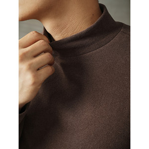 LUUD inner base shirt men's winter warm velvet half high neck long sleeve T-shirt trendy double-sided velvet slim body
