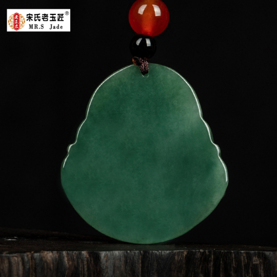 Ciondolo Buddha Mareya in argento 925 intarsiato con giadee d