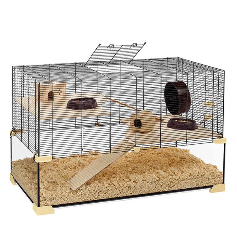 View of Ferplast Feibao Hamster Cage - Large Villa - Golden Wire/Glass