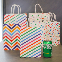 Colorful Polka Dot Stripes Back-To-School Season Small and Large Birthday Tote Bags Gift Bags Kraft Paper Bags