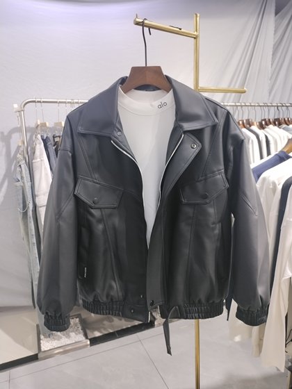 Winter new trendy brand loose velvet leather jacket men's solid color versatile thickened leather jacket handsome warm top