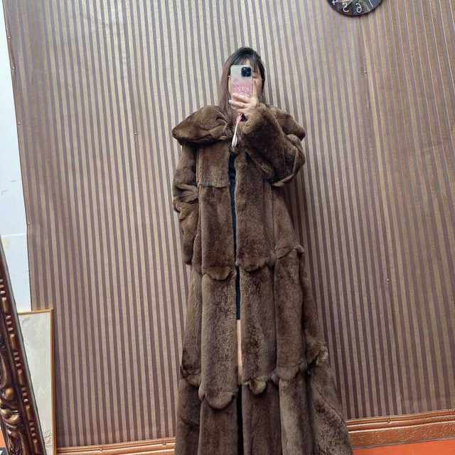2024 Internet celebrity popular petal sable color rex rabbit fur coat ...