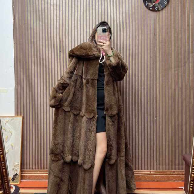 2024 Internet celebrity popular petal sable color rex rabbit fur coat ...