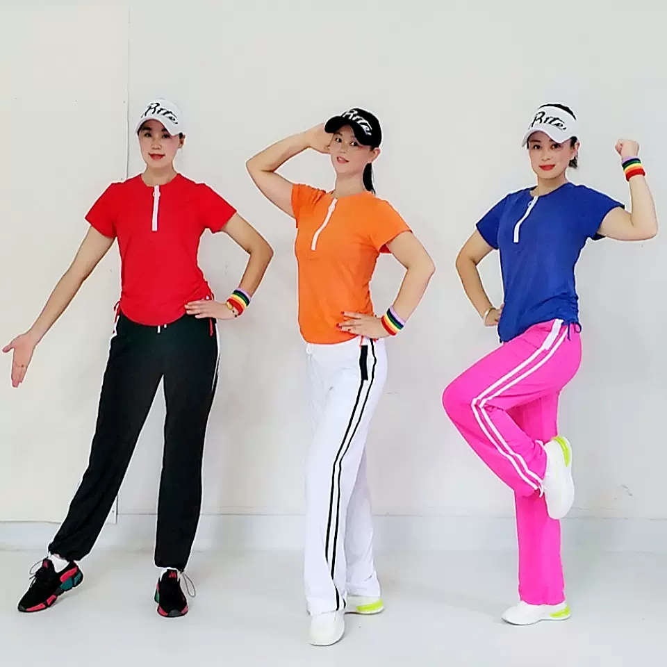 吉美广场舞服装棉上衣速干高弹裤舞蹈团体活动健身操舞蹈练功套装-Taobao