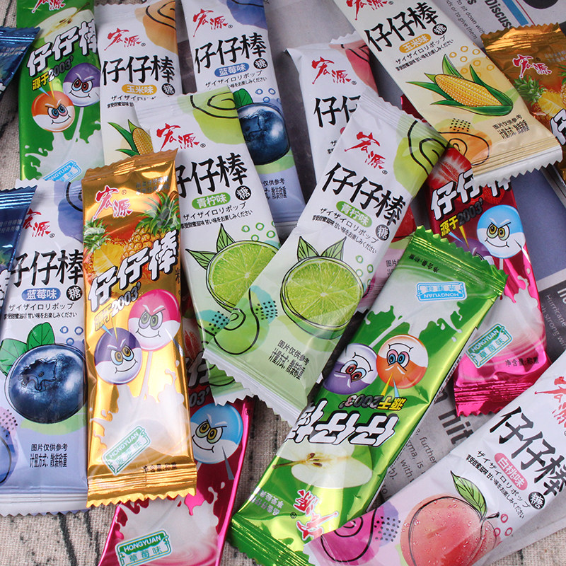 Hongyuan Zaizai Sticks - フルーツ味ミックスキャンディ - 80個入り