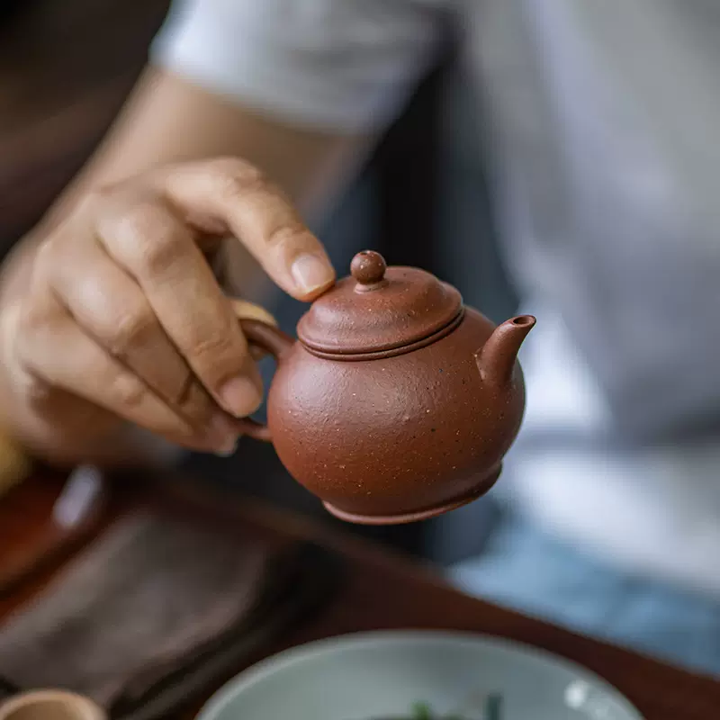 陸佳鵬紫砂芸術 黄龍山朱泥 秋梨茶壺 宜興 全手工、1品 - 陶芸