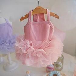 Pet Dog and Cat Clothes Spring Ragdoll Cat Mesh Dress Spring Lace Suspender Princess Tutu Dress