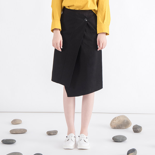 Pickup Spring and Autumn Black Skirts irregular skirt Women's A -line Women's A -Words Women's Design Sensors D193NS3213