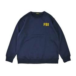 American-Style Fbi Crewneck Sweatshirt for Young Men, Outdoor Printed Fleece, Autumn and Winter Sports Long-Sleeve Thick Jacket, Loose Casual Fit