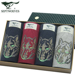 
Seven Wolf men's underwear briefs pure cotton cotton comfortable briefs breathable wolf head shorts antibacterial
