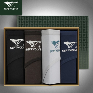4 packed seven wolf Laica elastic cotton panties men's pure cotton triangle narrow side, small wrapped band pants head