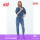 HM women's pants in summer 5 bags high waist slightly elastic casual slim nine-point jeans 0941666
