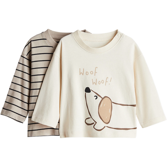 
HM children's clothing baby boy T-shirt 2-pack spring warm casual fashion comfortable soft inner long-sleeved T-shirt 1236875