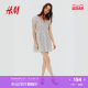 
HM women's floral dress French square collar puff sleeve condensed poplin design floral dress 1274547