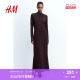 
HM women's red dress summer temperament high-end New Year's greetings clothes nailed turtleneck dress 1258148