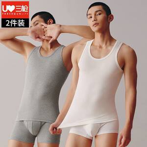 
2-pack three-gun vest men's elastic soft cotton guide wet breathable spring and summer round neck base underwear sports vest base